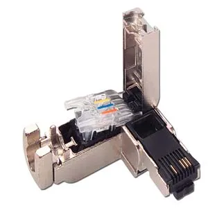 IE FC RJ45 PLUG 90 2X2, RJ45 PLUG CONNECTOR (10/100MBIT/S) WITH RUGGED METAL HOUSING AND FC CONNECTING METHOD FOR IE FC CABLE 2X2 90 DGR CABLE OUTLET 1 PACK = 1 PCS