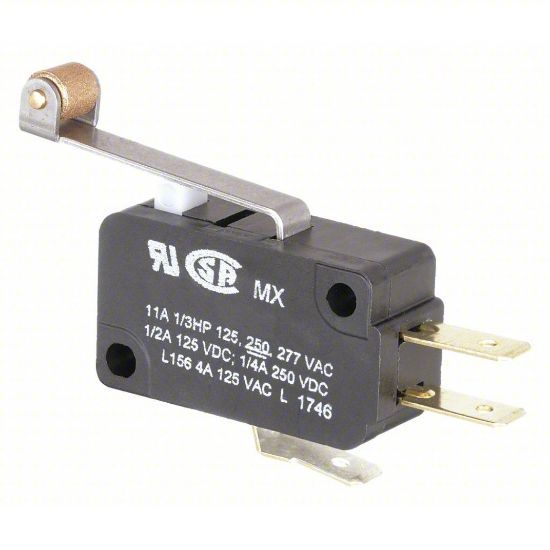 Picture of Miniature Snap Action Switch: Roller Lever Actuator, 1NO/1NC, Quick Connect